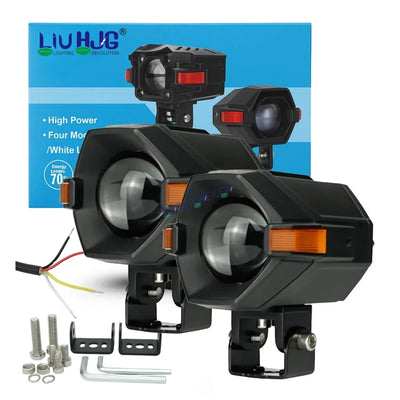 HJG NightBreaker Spaceship P97 Dual Projector Lens Foglight 100W Dual Lens Projector Lens Fog Light 100W Foglight Ultra Wide Dual Intensity LED Fog Lights White/Yellow Universal For All Cars & Bikes with Hazard Indicator LIU HJG P97 Foglight Red Amber DRL - Biker.Store - www.biker.store