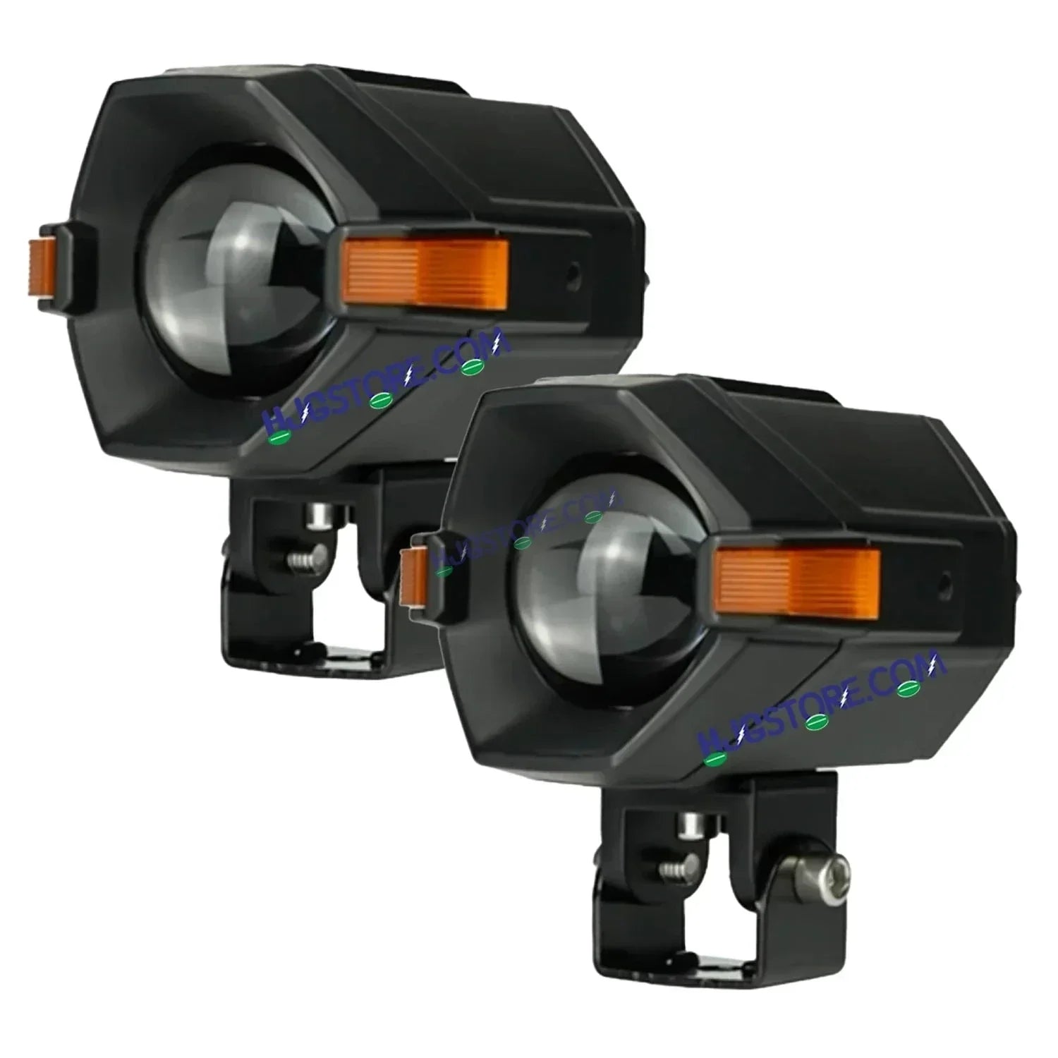 HJG NightBreaker Spaceship P97 Dual Projector Lens Foglight 100W Dual Lens Projector Lens Fog Light 100W Foglight Ultra Wide Dual Intensity LED Fog Lights White/Yellow Universal For All Cars & Bikes with Hazard Indicator LIU HJG P97 Foglight Red Amber DRL - Biker.Store - www.biker.store