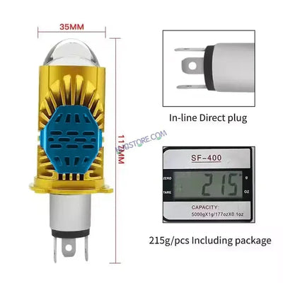 HJG RTD Lens H4 New Model White Low Beam White High Beam RTD Lens Dual Projector Lens H4 LED Bulb 50W HJG Projector Light H4 LED Mini Projector Lens with Fan Bulb 5000LM Conversion Kit Hi/Lo Beam Headlight 12V/24V for Motorcycle/Car, Set of 1, White Hi/Lo - Biker.Store - www.biker.store