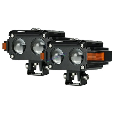 HJG Hazard 2 Lens Foglight with Wiring Kit Combo Double 2 Lens 80W with Hazard DRL Foglight Ultra Wide Dual Intensity LED Fog Lights White/Yellow (2*40W = 80W Total) Universal For All Cars & Bikes LIU HJG Hazard S60 2 Lens Projector Fog with Wiring Kit - Biker.Store - www.biker.store