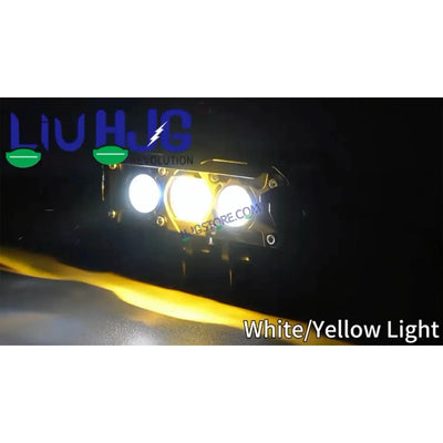 HJG New S75 Triple Projector Lens 180W Foglight Triple LED Projector Fog Lens 180W with Red DRL Foglight Ultra Wide Dual Intensity LED Fog Lights White/Yellow/Red DRL Projector (180W) Universal For All Cars & Bikes LIU HJG S75 Triple Projector Lens - Biker.Store - www.biker.store