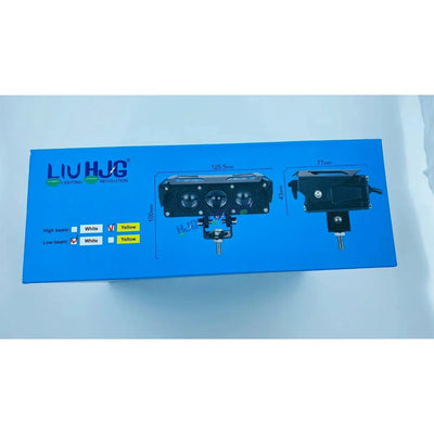 HJG New S75 Triple Projector Lens 180W Foglight Triple LED Projector Fog Lens 180W with Red DRL Foglight Ultra Wide Dual Intensity LED Fog Lights White/Yellow/Red DRL Projector (180W) Universal For All Cars & Bikes LIU HJG S75 Triple Projector Lens - Biker.Store - www.biker.store