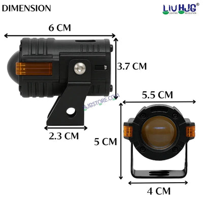 HJG S-82 Foglight Projector Lens Foglight 80W with Hazard Indicator Projector Lens Fog Light 80W Foglight Ultra Wide Dual Intensity LED Fog Lights White/Yellow Universal For All Cars & Bikes with Hazard Indicator LIU HJG S-82 Foglight with Red Amber DRL - Biker.Store - www.biker.store