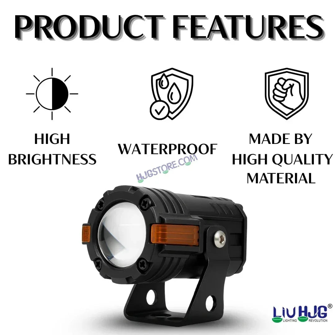 HJG S-82 Foglight Projector Lens Foglight 80W with Hazard Indicator Projector Lens Fog Light 80W Foglight Ultra Wide Dual Intensity LED Fog Lights White/Yellow Universal For All Cars & Bikes with Hazard Indicator LIU HJG S-82 Foglight with Red Amber DRL - Biker.Store - www.biker.store