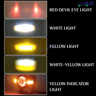 HJG S-82 Foglight Projector Lens Foglight 80W with Hazard Indicator Projector Lens Fog Light 80W Foglight Ultra Wide Dual Intensity LED Fog Lights White/Yellow Universal For All Cars & Bikes with Hazard Indicator LIU HJG S-82 Foglight with Red Amber DRL - Biker.Store - www.biker.store