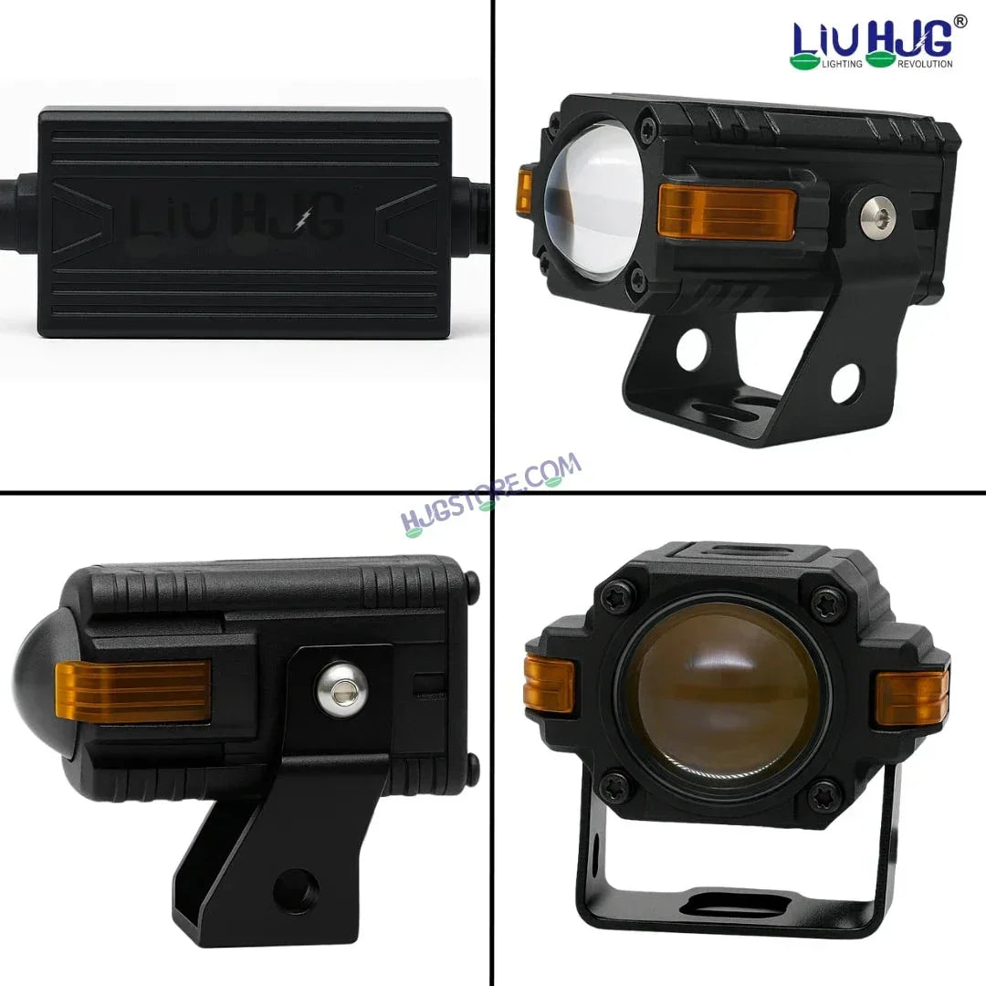 HJG S-83 Foglight Projector Lens Foglight 80W with Hazard Indicator Projector Lens Fog Light 80W Foglight Ultra Wide Dual Intensity LED Fog Lights White/Yellow Universal For All Cars & Bikes with Hazard Indicator LIU HJG S-83 Foglight with Red Amber DRL - Biker.Store - www.biker.store
