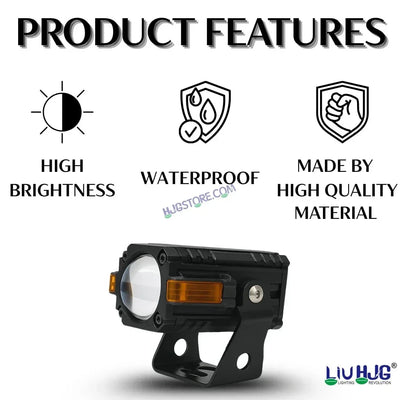 HJG S-83 Foglight Projector Lens Foglight 80W with Hazard Indicator Projector Lens Fog Light 80W Foglight Ultra Wide Dual Intensity LED Fog Lights White/Yellow Universal For All Cars & Bikes with Hazard Indicator LIU HJG S-83 Foglight with Red Amber DRL - Biker.Store - www.biker.store