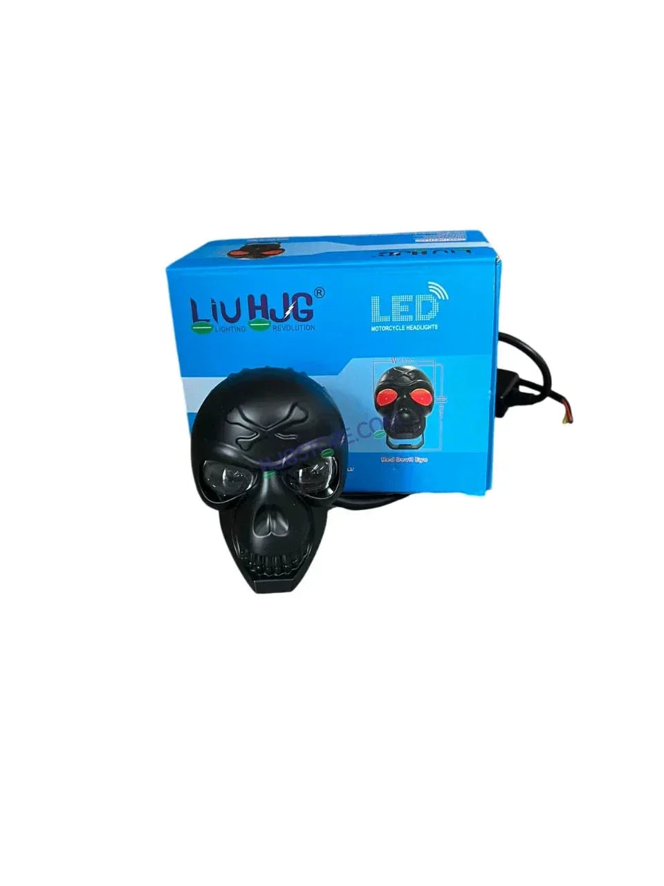 HJG Skull Red Eye Foglight 60W Fog Light For Bike/Car/Thar/Jeep (Red Eye/Cool White/Yellow/Warm White, 60W each) - Pack of 1 HJG New Model Skull Foglight, Pack of 1 - Biker.Store - www.biker.store