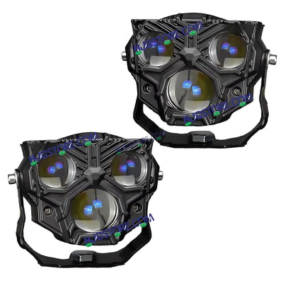 HJG Transformer 3 Projector Foglight 100W with Wide Spread Red DRL/White/Yellow/Warm White Light 100W 2pc Foglight Ultra Wide Dual Intensity LED Driving Fog Lights 3000K/4300K/6500K Universal For All Cars & Bikes LIU HJG Transformer 3 Foglight, Pack of 2 - Biker.Store - www.biker.store