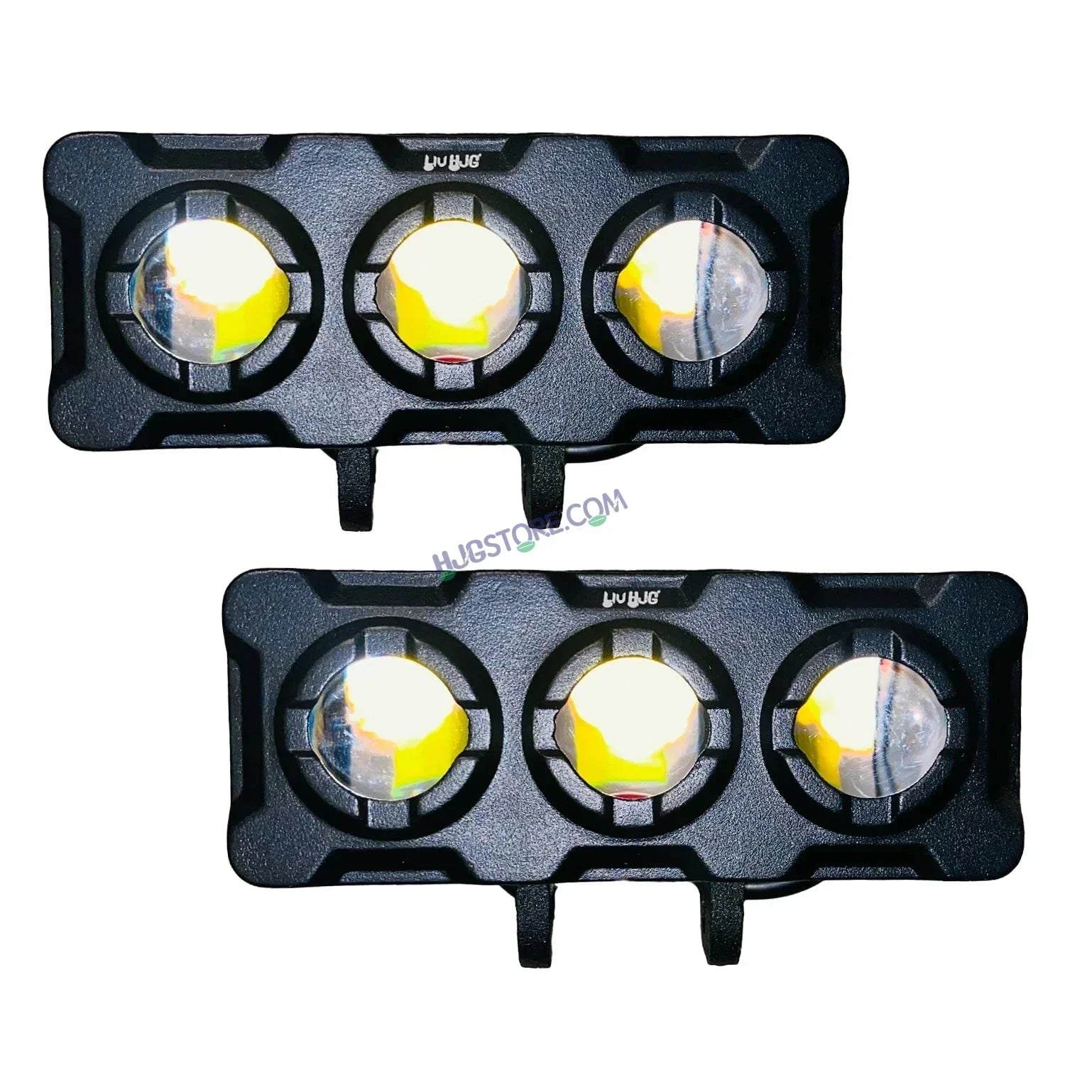 HJG New Model 3 LED Tri Shot 120W Fog Light For Bike/Car/Thar/Jeep ( Cool White and Yellow, 60W each * 2 = 120W Total ) - Pack of 2 - Biker.Store - www.biker.store