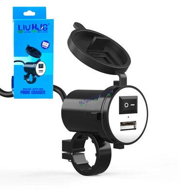 HJG USB Mobile Fast Charger Waterproof Motorcycle Handlebar USB Charger for Bike, Two Wheelers Universal LIU HJG Two Wheeler USB Mobile Phone Fast Charger 12V 5V-1.5A Moto Adapter Power Supply Socket for Phone Mobile Motorbike Accessories - Biker.Store - www.biker.store