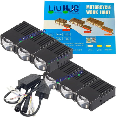 HJG Original Waymaker 3 LED New Model Slim Drive Dual Colour Fog Light Mini Drive Light Version 4 With Red Devil Eye And Wiring With Canbus For All Cars and Motorcycles (2Pcs) HJG Waymaker Foglight HJG New Model 3 LED with Canbus Wiring - Biker.Store - www.biker.store