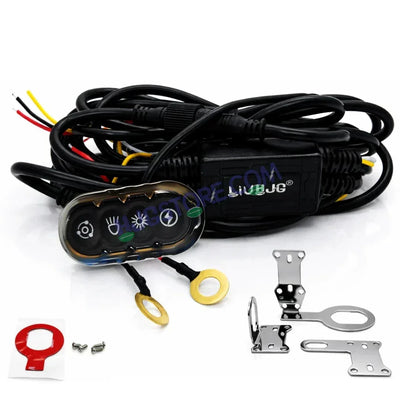 HJG 3 Pin Wireless Premium Copper Heavy Duty Wiring Harness Kit with Wireless Remote Heavy Duty Metal Switch, Copper Wire, Included Couplers and Canbus - Wireless Remote (2 Colour, 3 Wire) LIU HJG 3 Pin Premium Copper Remote Control Wiring Harness Kit - Biker.Store - www.biker.store