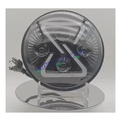 HJG 7 Inch Z Shape Animated Blue DRL White LED Headlight New Model Z Shape Headlight Assembly for Thar Royal Enfield | 75-120W CREE/Osram LED Chip Multi color Compatible with Royal Enfield, Jeep, Thar, Gypsy - Biker.Store - www.biker.store