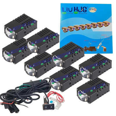 HJG LIU HJG Original Waymaker 8 LED New Model Slim Drive Grille Fitting Dual Colour Fog Light Mini Drive Light Version 4 And Wiring With Canbus For All Cars and Motorcycles (8Pcs) HJG Waymaker Foglight HJG New Model 8 LED with Canbus Wiring Harness Kit - Biker.Store - www.biker.store