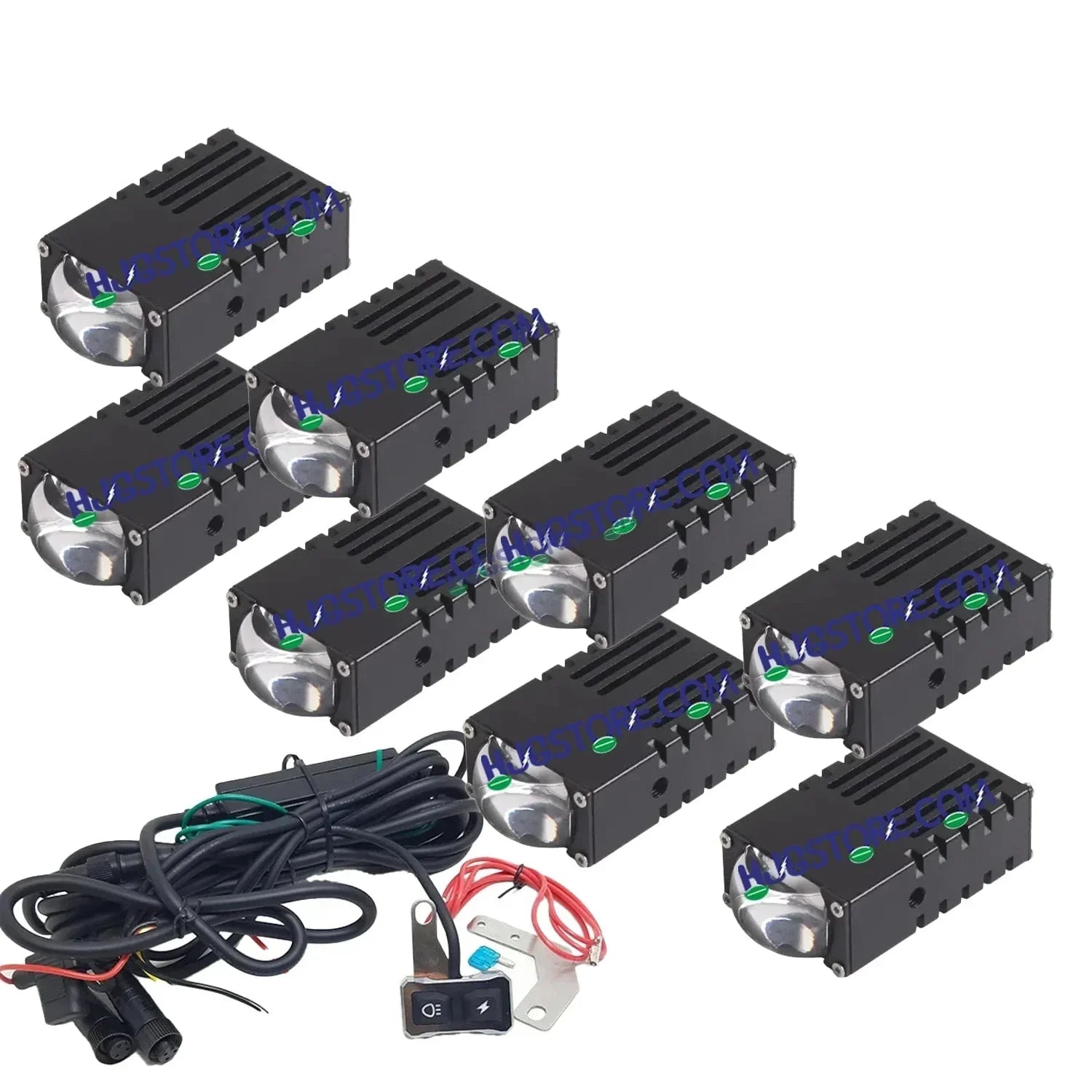 HJG LIU HJG Original Waymaker 8 LED New Model Slim Drive Grille Fitting Dual Colour Fog Light Mini Drive Light Version 4 And Wiring With Canbus For All Cars and Motorcycles (8Pcs) HJG Waymaker Foglight HJG New Model 8 LED with Canbus Wiring Harness Kit - Biker.Store - www.biker.store