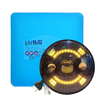 HJG New 100W Tri Projector 7 Inch Headlight Assembly C-194 100W White LED Headlight New Model 3 Projector Lens Headlight Assembly for Royal Enfield | 80-100W CREE/Osram LED Chip Multi color White/Yellow Compatible with Royal Enfield, Jeep, Thar, Gypsy - Biker.Store - www.biker.store