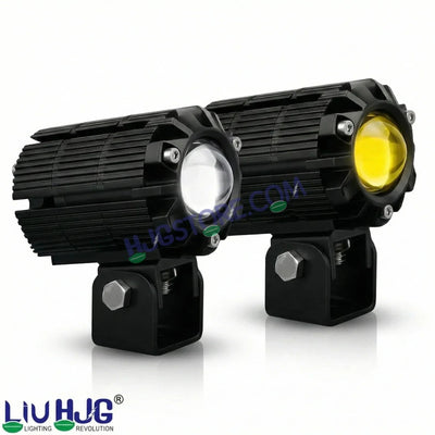 HJG CNC Mini Drive 80W Version 7 New Model Projector Foglight with Canbus Red DRL/White/Yellow Ultra Wide Dual Intensity 80W LED Fog Lights White/Yellow/White + Yellow/Red DRL Universal For All Cars & Bikes LIU HJG CNC Mini Drive 80W Version 7, Set of 2 - Biker.Store - www.biker.store