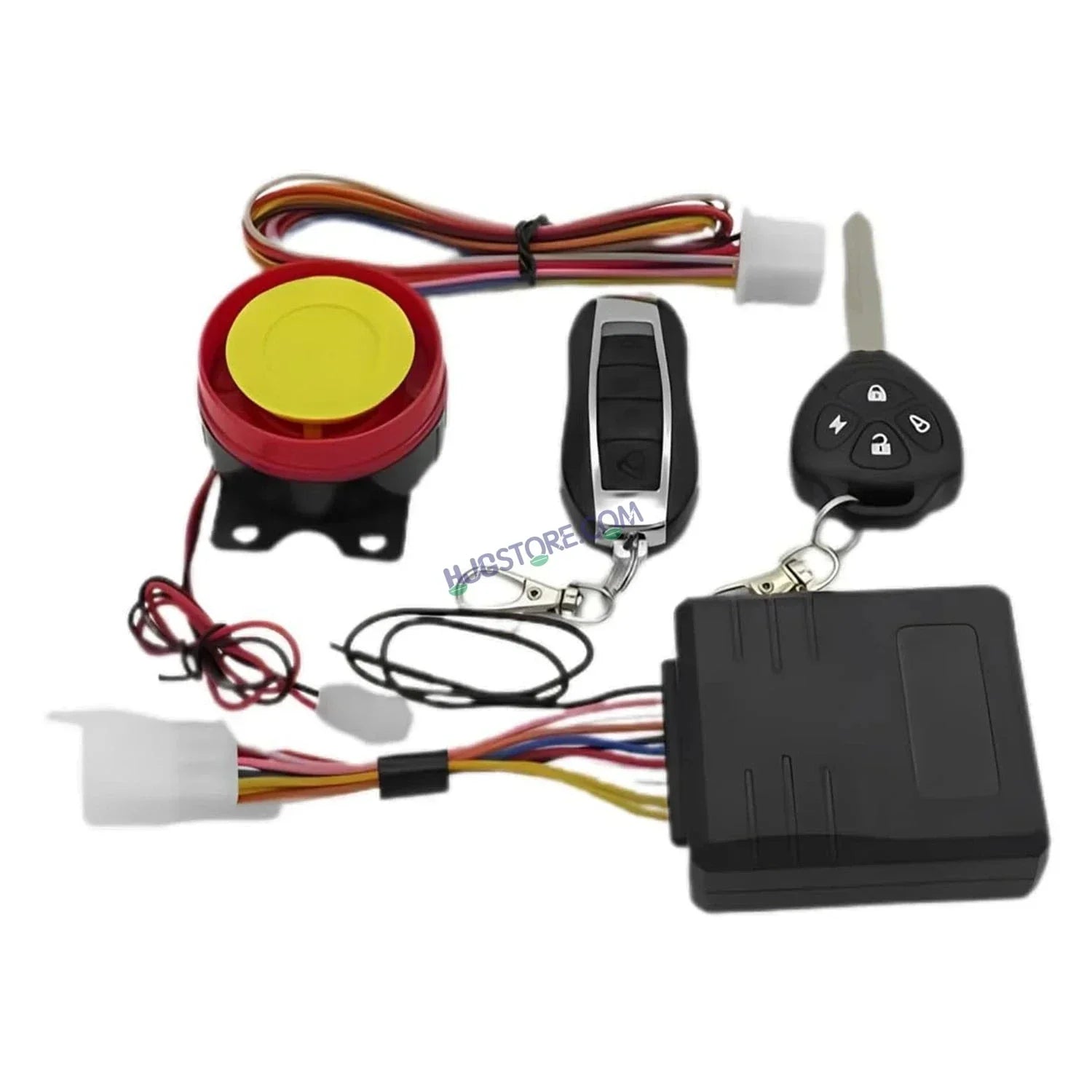 HJG Keyless Alarm System Kit Keyless Start One-Way Bike Alarm Kit for Two Wheeler Security HJG Anti-Theft Alarm System Kit (Loud Siren 125 dB, Flashing Light) LIU HJG Keyless Alarm System Kit - Biker.Store - www.biker.store
