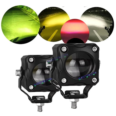 HJG 120W Tri Color Lemon Green Foglight HJG Original Lime Green Mini Drive V6 Red DRL White Yellow Mini Drive Red Devil Eye, Lemon Green Light, White, Yellow Color With Canbus Wiring HJG Lemon Green Tri Color Fog light 120W, 4 Colours, 120W - Biker.Store - www.biker.store