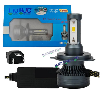 HJG 130W M3 Mini H4 New Model LED Bulb AC/DC Headlight LED Bulb White Beam 130W HJG M3 130W H4 LED for Bike Car Light H4 LED with Fan Bulb 13000LM 130W Conversion Kit Hi/Lo Beam Headlight 12V/24V for Motorcycle/Car, Set of 1, 13000 LM 130W, White Hi/Lo - Biker.Store - www.biker.store