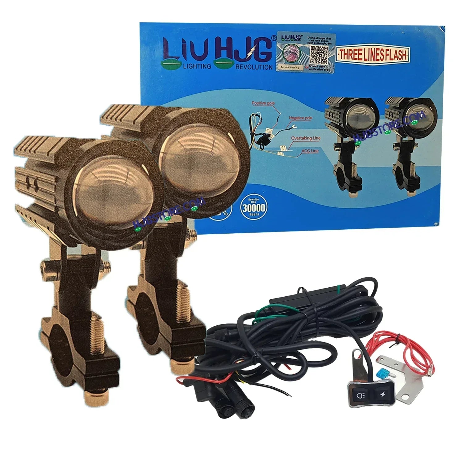 HJG Remote Mini Drive Lens Foglight with Remote Wiring Harness Kit Ultra Wide Dual Intensity LED Driving Fog Lights White/Yellow Universal For All Cars & Bikes With Wiring Harness Kit - Biker.Store - www.biker.store