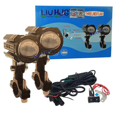 HJG Remote Mini Drive Lens Foglight with Remote Wiring Harness Kit Ultra Wide Dual Intensity LED Driving Fog Lights White/Yellow Universal For All Cars & Bikes With Wiring Harness Kit - Biker.Store - www.biker.store