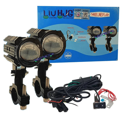 HJG Remote Mini Drive Lens Foglight with Remote Wiring Harness Kit Ultra Wide Dual Intensity LED Driving Fog Lights White/Yellow Universal For All Cars & Bikes With Wiring Harness Kit - Biker.Store - www.biker.store
