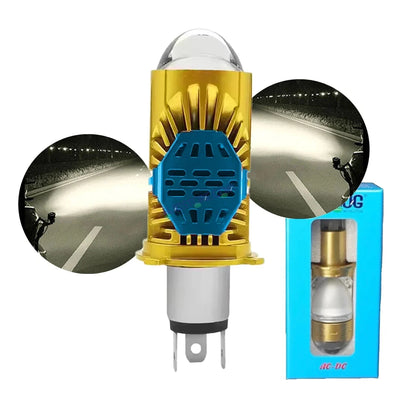 HJG RTD Lens H4 New Model White Low Beam White High Beam RTD Lens Dual Projector Lens H4 LED Bulb 50W HJG Projector Light H4 LED Mini Projector Lens with Fan Bulb 5000LM Conversion Kit Hi/Lo Beam Headlight 12V/24V for Motorcycle/Car, Set of 1, White Hi/Lo - Biker.Store - www.biker.store