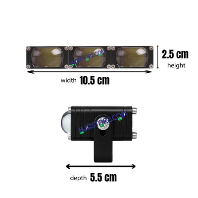 HJG Original Waymaker 3 LED New Model Slim Drive Dual Colour Fog Light Mini Drive Light Version 4 With Red Devil Eye And Wiring With Canbus For All Cars and Motorcycles (2Pcs) HJG Waymaker Foglight HJG New Model 3 LED with Canbus Wiring - Biker.Store - www.biker.store