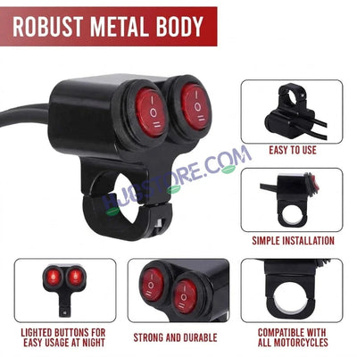 HJG 2 x 3-Way Motorcycle Handlebar Switch 12V CNC Metal Switch - 7/8" 22mm Motorcycle Handlebar Control Cluster for Headlight, Electric Start, Turn Signal & Hazard Light Motorcycle 2 x 3-Way Handlebar Switch For All Motorcycles - Biker.Store - www.biker.store