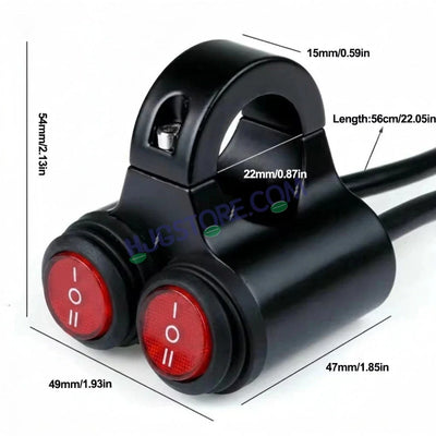 HJG 2 x 3-Way Motorcycle Handlebar Switch 12V CNC Metal Switch - 7/8" 22mm Motorcycle Handlebar Control Cluster for Headlight, Electric Start, Turn Signal & Hazard Light Motorcycle 2 x 3-Way Handlebar Switch For All Motorcycles - Biker.Store - www.biker.store