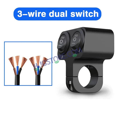 HJG 2 x 3-Way Motorcycle Handlebar Switch 12V CNC Metal Switch - 7/8" 22mm Motorcycle Handlebar Control Cluster for Headlight, Electric Start, Turn Signal & Hazard Light Motorcycle 2 x 3-Way Handlebar Switch For All Motorcycles - Biker.Store - www.biker.store
