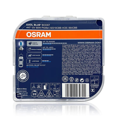 Osram H7 Cool Blue Boost Halogen Bulbs, 80W, Pair, 5000K - Biker.Store - www.biker.store