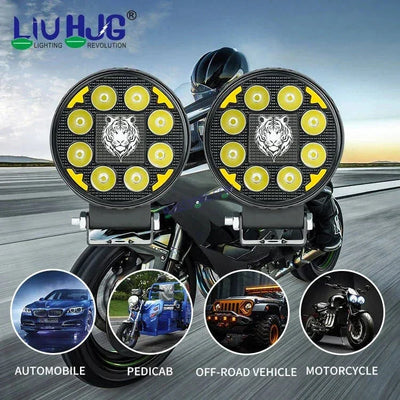 HJG 8 LED Tiger Round New Model Fog Light 60W LIU HJG Round Tiger Fog Light with DRL For Universal For Bike Universal For Car (Set of 2) 60W HJG - Biker.Store - www.biker.store