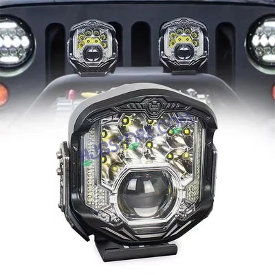 HJG GodsEye Side Shooter 1 LED with 8 CREE LED White/Red Off Road 7 inch 95W LED Headlight Spot Light Fog Light Universal For Bike, Truck, Jeep, Car Bike Led Headlights LED Fog Lights For Motorcycle Car SUV Lights, Pack of 1 LIU HJG GodsEye Side Shooter - Biker.Store - www.biker.store