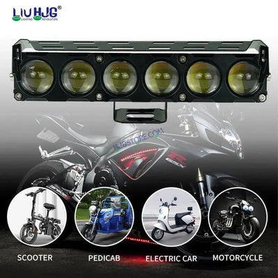 HJG Future Eyes 6 Lens 100W Without Fan 6 Lens NEW MEGA DRIVE Fog Light For Bike/Car/Thar/Jeep ( Cool White, 50W each * 2 = 100W Total ) - Pack of 2 Future Eyes 6 Lens with Red DRL HJG 6 Lens Cooling Fin Red/White/Yellow/Warm White/Flash Foglight - Biker.Store - www.biker.store