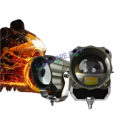 HJG Mini Laser Cannon Foglight 300 Meters Laser Focus Projector Fog Projector Lens with 300 Meters Projection Distance 80W Foglight Ultra Wide Dual Intensity LED Fog Lights White/Yellow Universal For All Cars & Bikes LIU HJG Mini Laser Cannon Foglight 2pc - Biker.Store - www.biker.store