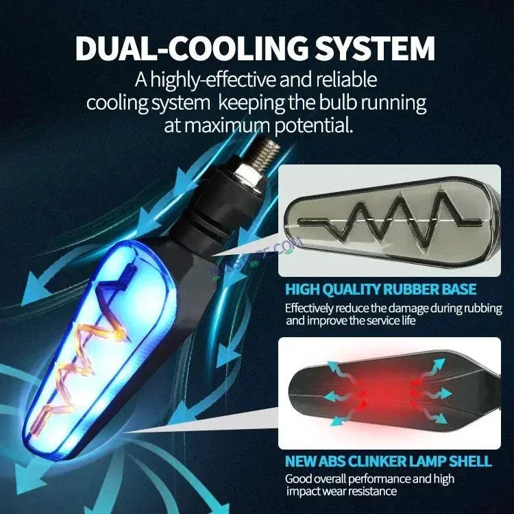 HJG Bike Heartbeat Indicator Waterproof Flexible Blinker Bright LED Indicators Universal For All Bike Models Motorcycle Turn Signal Lights HJG Indicator with DRL Heartbeat Indicator - Biker.Store - www.biker.store