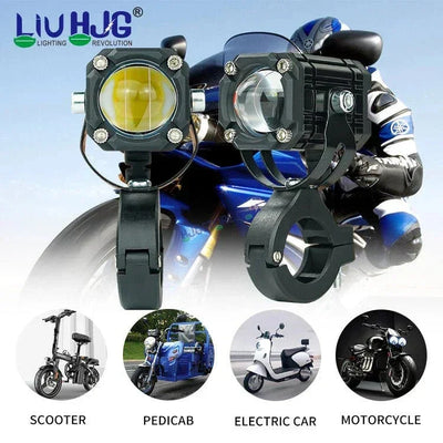 HJG 60W Mini Drive Version 4 CO-2 30W plus 30W Mini Drive V4 Version 4 60W (30 * 2) Future 1 LED Mini Drive Light Red Devil Eye Light Co2 Multiple Connecting Red Yellow White Color With Canbus Kit - Biker.Store - www.biker.store