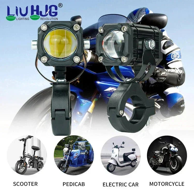 HJG 60W Mini Drive Version 4 CO-2 30W plus 30W Mini Drive V4 Version 4 60W (30 * 2) Future 1 LED Mini Drive Light Red Devil Eye Light Co2 Multiple Connecting Red Yellow White Color With Canbus Kit - Biker.Store - www.biker.store