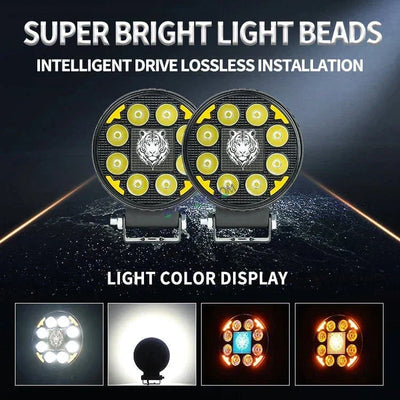HJG 8 LED Tiger Round New Model Fog Light 60W LIU HJG Round Tiger Fog Light with DRL For Universal For Bike Universal For Car (Set of 2) 60W HJG - Biker.Store - www.biker.store