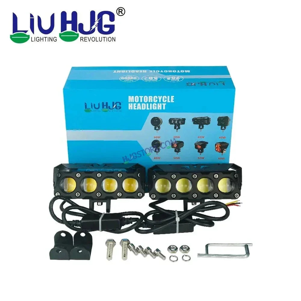 HJG Future Eyes 4 Lens 120W 4 Lens MEGA DRIVE Fog Light For Bike/Car/Thar/Jeep ( Cool White, 60W each * 2 = 120W Total ) - Pack of 2 Future Eyes 4 Lens - Biker.Store - www.biker.store