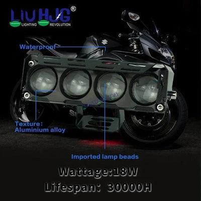 HJG Future Eyes 4 Lens 120W 4 Lens MEGA DRIVE Fog Light For Bike/Car/Thar/Jeep ( Cool White, 60W each * 2 = 120W Total ) - Pack of 2 Future Eyes 4 Lens - Biker.Store - www.biker.store