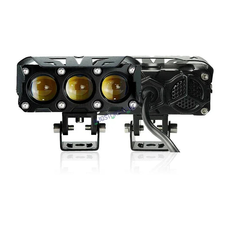 HJG Future Eyes 3 Lens Foglight with Wiring Harness Kit 120W 3 Lens Projector Lens Fog Light 120W Foglight Ultra Wide Dual Intensity LED Fog Lights White/Yellow Universal For All Cars & Bikes LIU HJG Future Eyes 3 Lens Foglight with Wiring Harness Kit - Biker.Store - www.biker.store