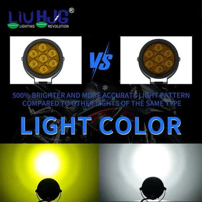 HJG New 7 LED 140W Foglight Foglamp with Yellow Cover 140W 7 LED HJG 140W 7 LED Car Accessories Led Headlights Lights Led Fog Lights For Motorcycle Lights, Set of 2 with Dimmer Controller Wiring Harness Kit, Brightness Controller Wiring - Biker.Store - www.biker.store