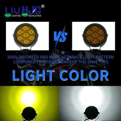 HJG New 7 LED 140W Projector CREE Combo Round Foglight with Yellow Cover 140W 7 LED HJG 140W 5 LED CREE 2 LED Projector 7 LED Foglight for Car Bike Led Headlights Lights Led Fog Lights For Motorcycle Car SUV Lights, Set of 2 LIU HJG 7 LED Projector CREE - Biker.Store - www.biker.store