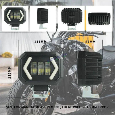 HJG Arrow DRL Square Original Foglight 120W 4 Lens Dual Color White/Yellow LED Foglights (Set of 2) (Copy) - Biker.Store - www.biker.store
