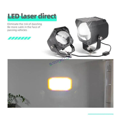 HJG Laser Cannon Foglight 500 Meters Laser Focus Projector Fog Projector Lens with 300 Meters Low Beam 500 Meters High Beam 80W Foglight Ultra Wide Dual Intensity LED Fog Lights White/Yellow Universal For All Cars & Bikes LIU HJG Laser Cannon Foglight 2pc - Biker.Store - www.biker.store