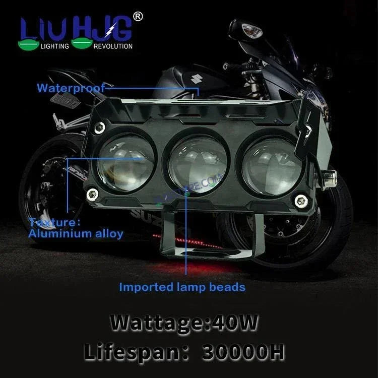 HJG Future Eyes 3 Lens 90W 3 Lens MEGA DRIVE Fog Light For Bike/Car/Thar/Jeep ( Cool White, 45W each * 2 = 90W Total ) - Pack of 2 Future Eyes 3 Lens - Biker.Store - www.biker.store